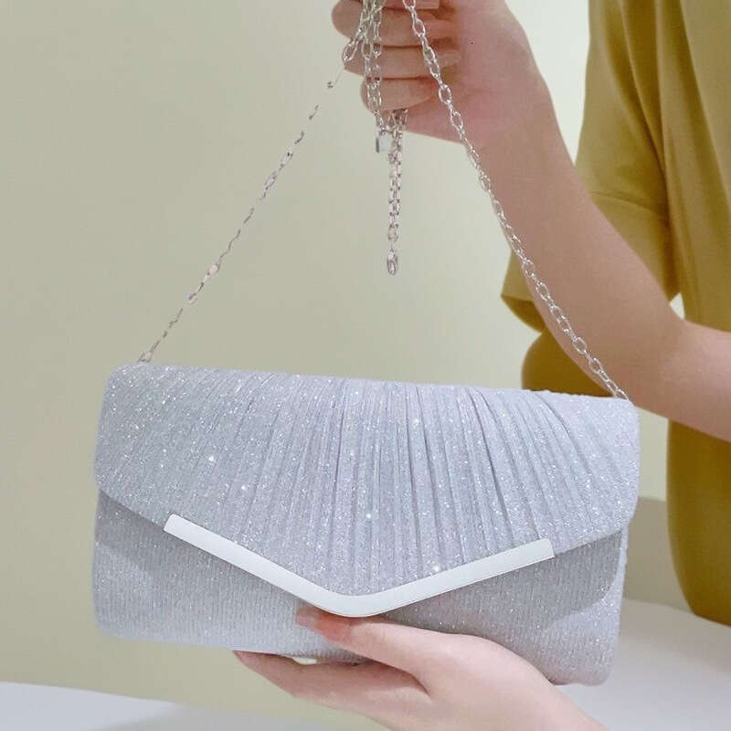 New Shiny Wrinkled Large Capacity For Women Princess Crossbody Evening Dress Bag KTV Handbag Small