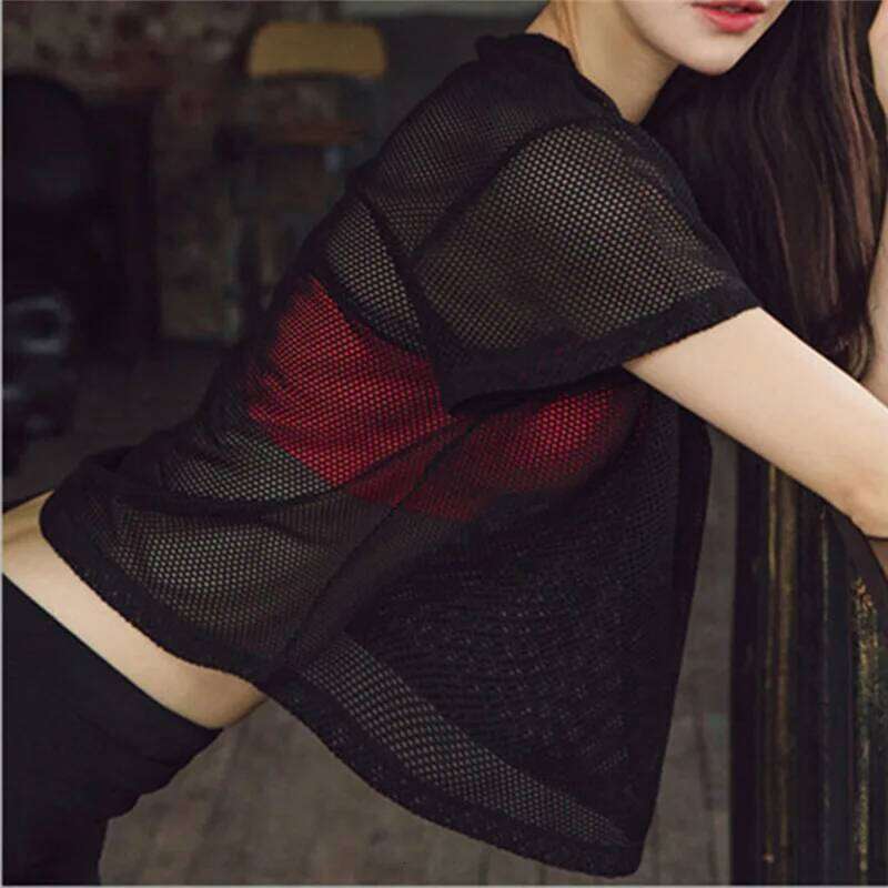 Women's Mesh Yoga Shirt Sexy Short Sleeve T-Shirt Sport Top Blouse Cover Up Quick Dry Gym Clothes Running Fitness Tank Sportwear 26Y0208