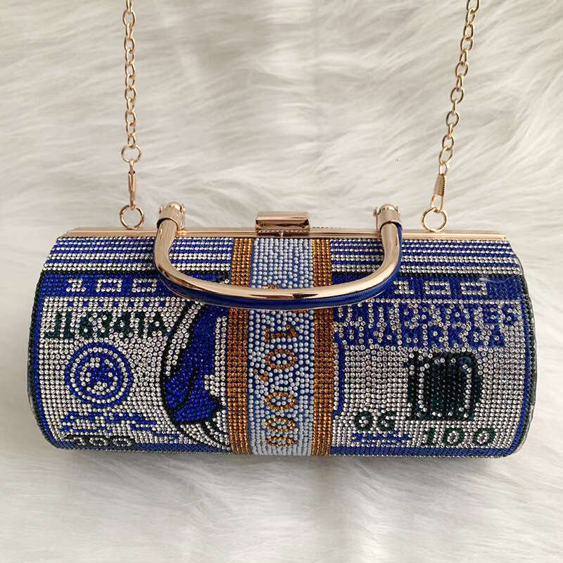 New Diamond Studded Cylinder Dress Single Shoulder Party Manufacturer Fashion Dollar Clutch Evening Bag