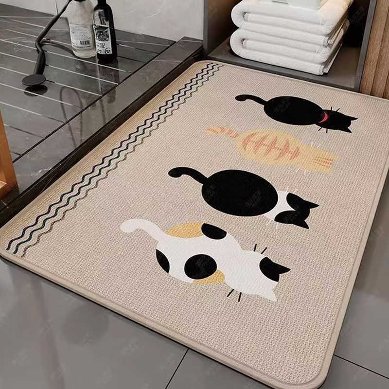 Cartoon puppy bathroom linen floor mat household non-slip bathroom mat water-absorbent bathroom mat S260207