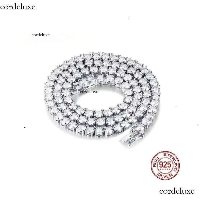 Fine Jewelry Men Women Sterling Sier Moissanite Dia Cluster Iced Out Tennis Chain Necklace 64