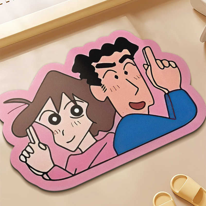 Cute Crayon Shin-chan Diatomaceous Earth Doormat Bathroom Entrance Water Absorption Quick-Dry Non-Slip Mat Household Bathroom Floor Mat S260207