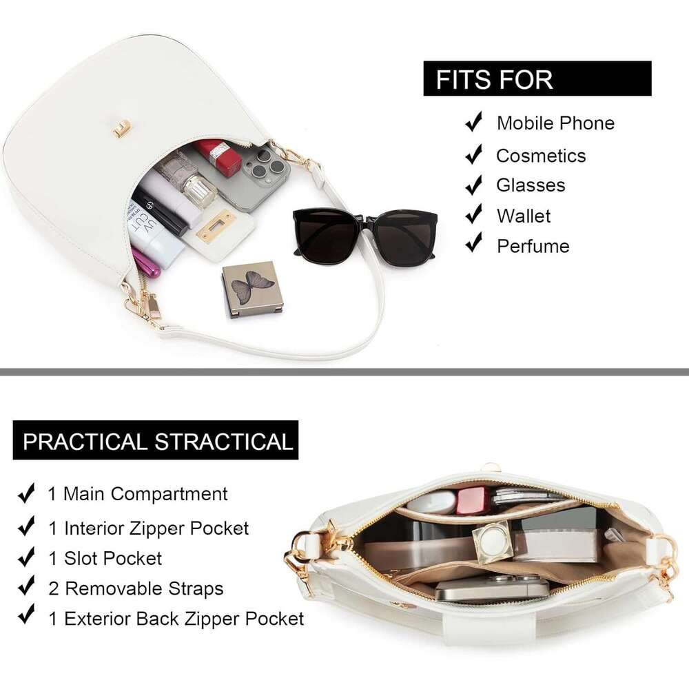 Crescent Shoulder Bag For Women Retro Vegan Leather Crossbody Bags Tote Handbag Underarm Purses