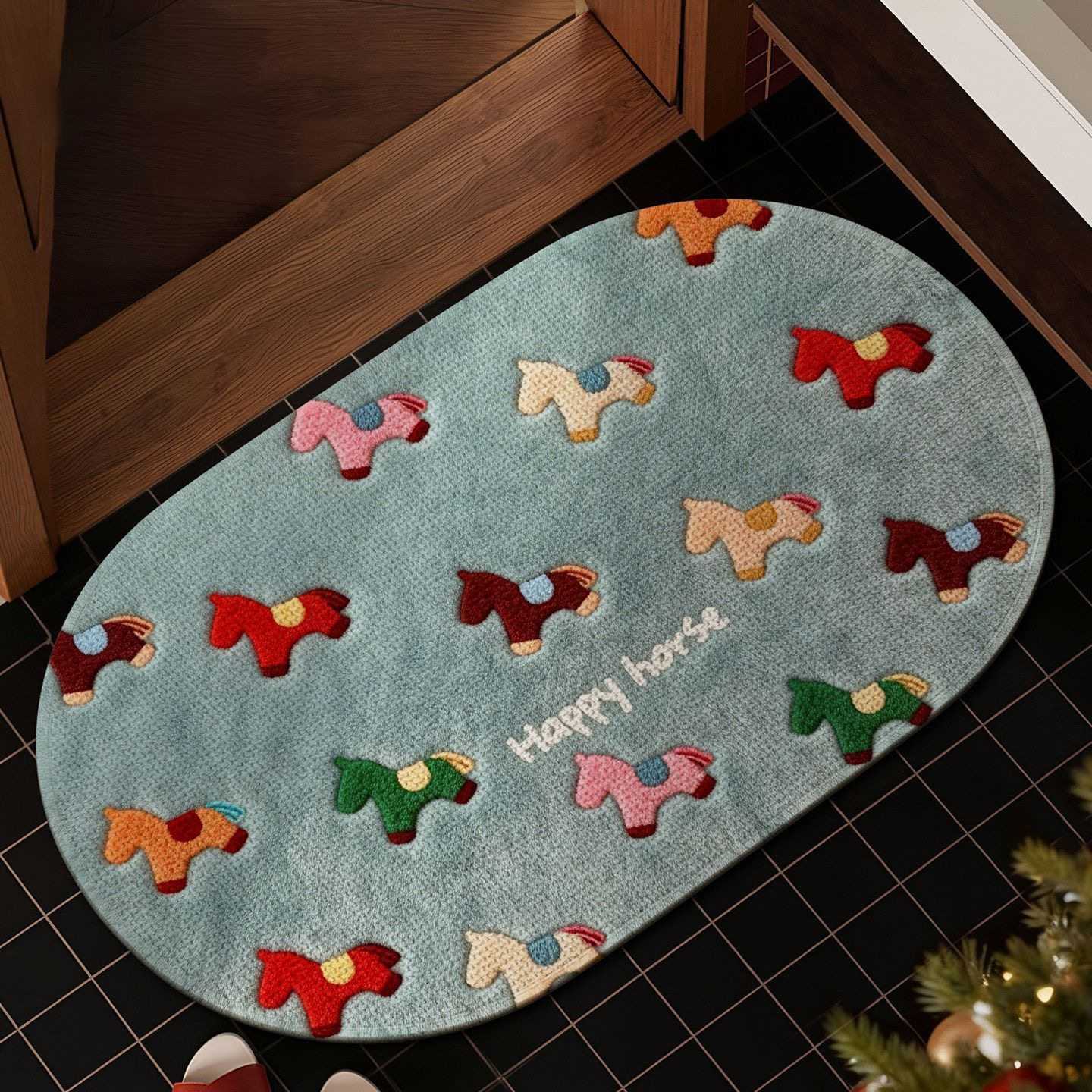 2026 New Year of the Horse Floor Mat Entrance Door Mat Dirt-resistant Wear-resistant Non-slip Foot Mat Linen Woven Floor Mat Water-absorbent Door Mat 