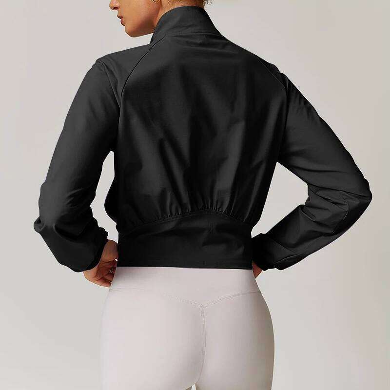Women's Quick-Dry Stand Collar Yoga Thin Windproof Outdoor Running Fitness Long Sleeve Sports Coat 26Y0209