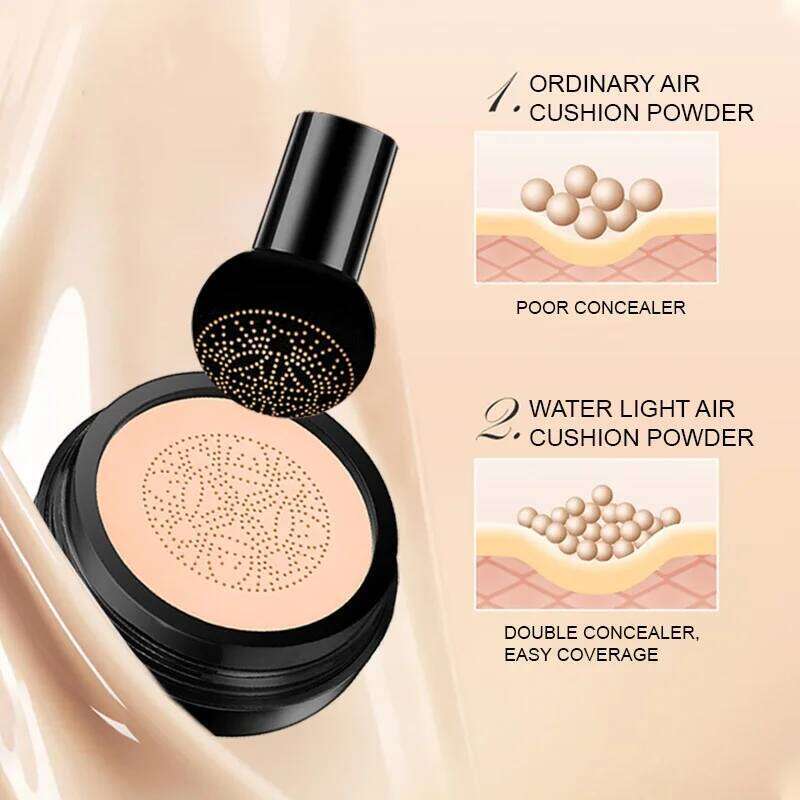 Ocheal BB Air Cushion Compact Make Up Foundation Concealer Cream for Face Cosmetics Makeup Mushroom Head Puff 26L0209