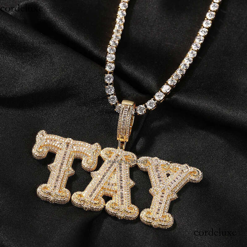 hip hop full barbed rock sugar letter DIY splicing combination personalized necklace GRA moissanite dia gold sier cuban link 39