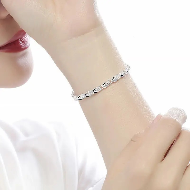 Fine Heart Bracelets 925 Sterling Silver Chain Cuff for Women Men Adjustable High Quality Fashion Party Jewelry Gifts 260128