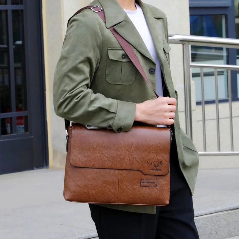 Business Shoulder Bag For IPAD PU Leather Handbag Men Messenger Large Side Sling Fashion Man Crossbody 260208