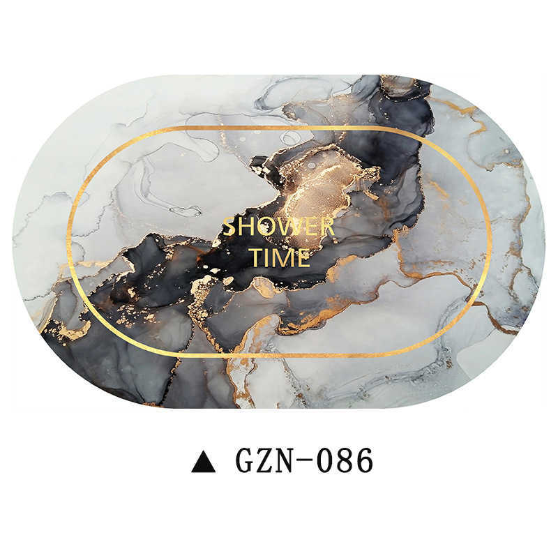 Nordic light luxury hot stamping marble diatomaceous earth floor mat entrance mat simple home bathroom water absorbing door mat S260207