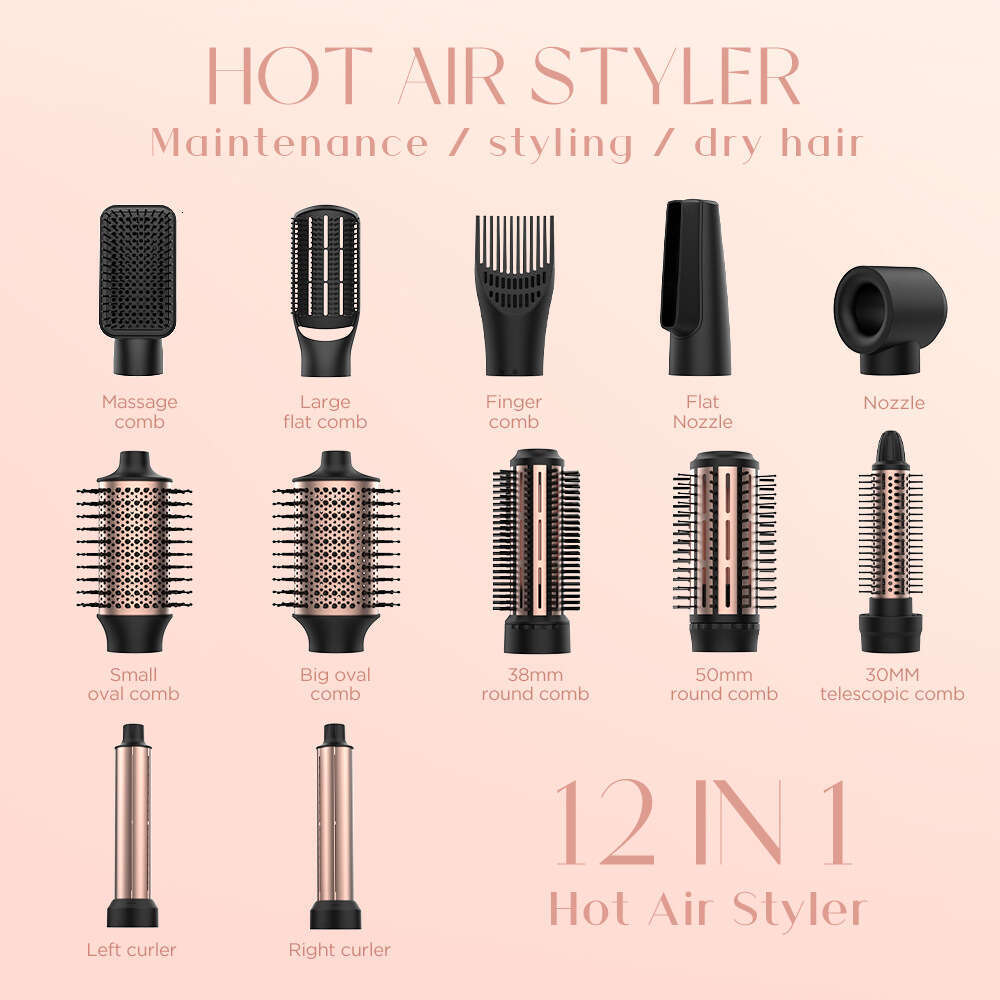 Famous Brand Cross Border Multifunctional In Massage Straightening Comb Curling Hair Dryer Negative Ion Automatic Rotating Hot Air CKS