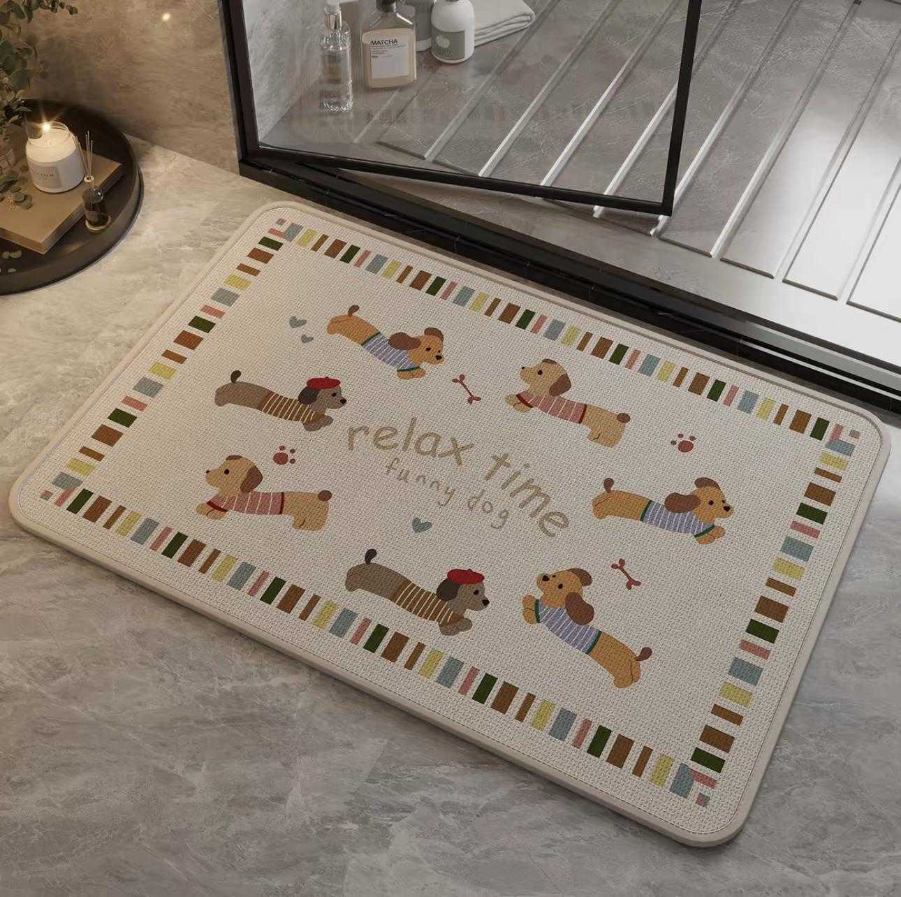 Cartoon puppy bathroom linen floor mat household non-slip bathroom mat water-absorbent bathroom mat S260207