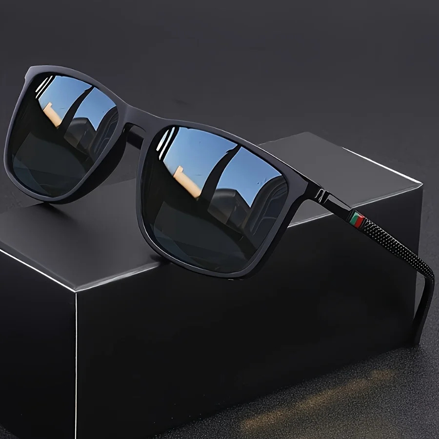 Classic Square Mens Sunglasses Comfortable Lightweight Black Frame Glasses Ideal for Travel Pography Gifts 260128