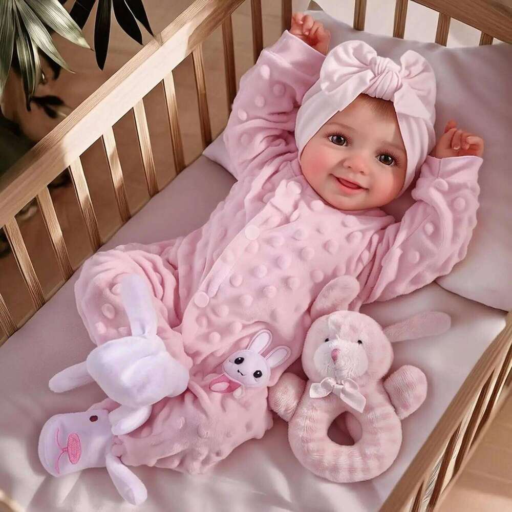 Reborn - 17" Cute Soft Vinyl Realistic Doll Poseable Smiling Real Life Baby Dolls with Accessories For Kids 3+ 26H0209