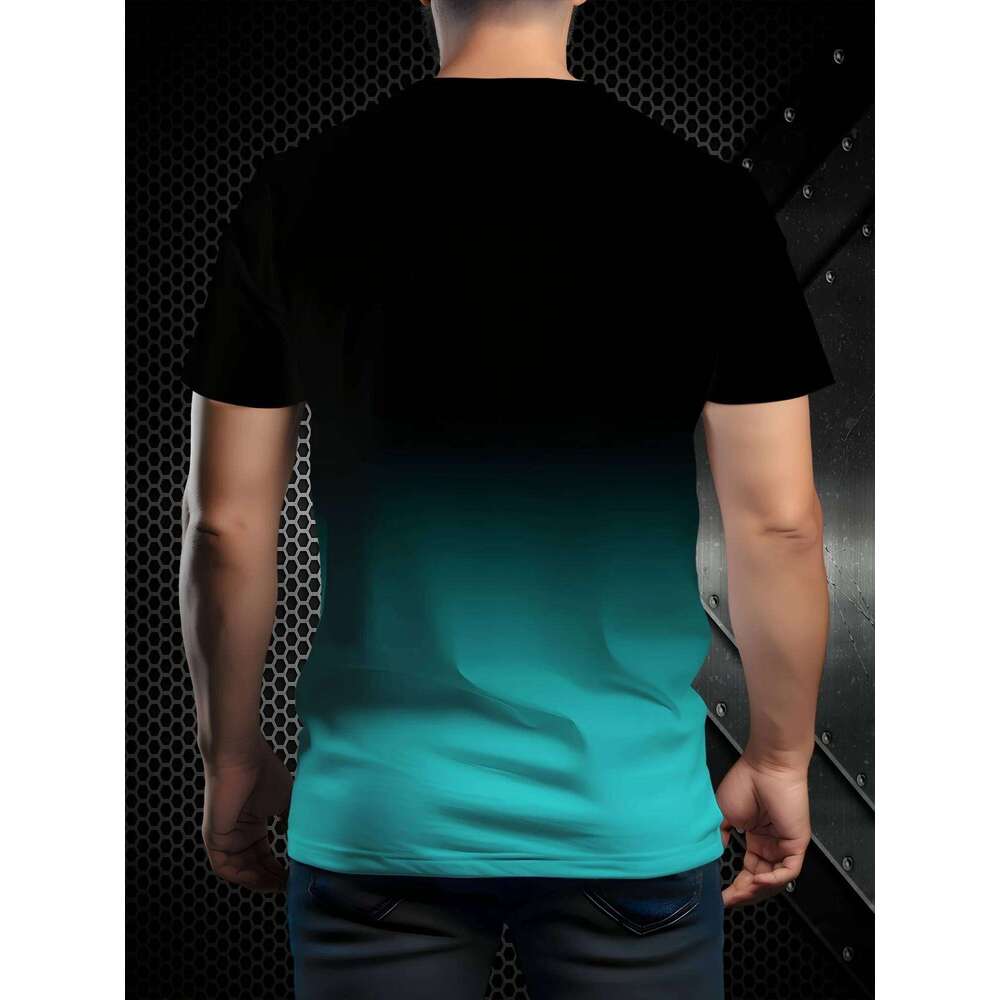 Men's 3D Printed Gradient T-Shirt - Evolution of for Man & Beer Meme,Casual Short Sleeve Crewneck,Polyester Blend,Summer X260209