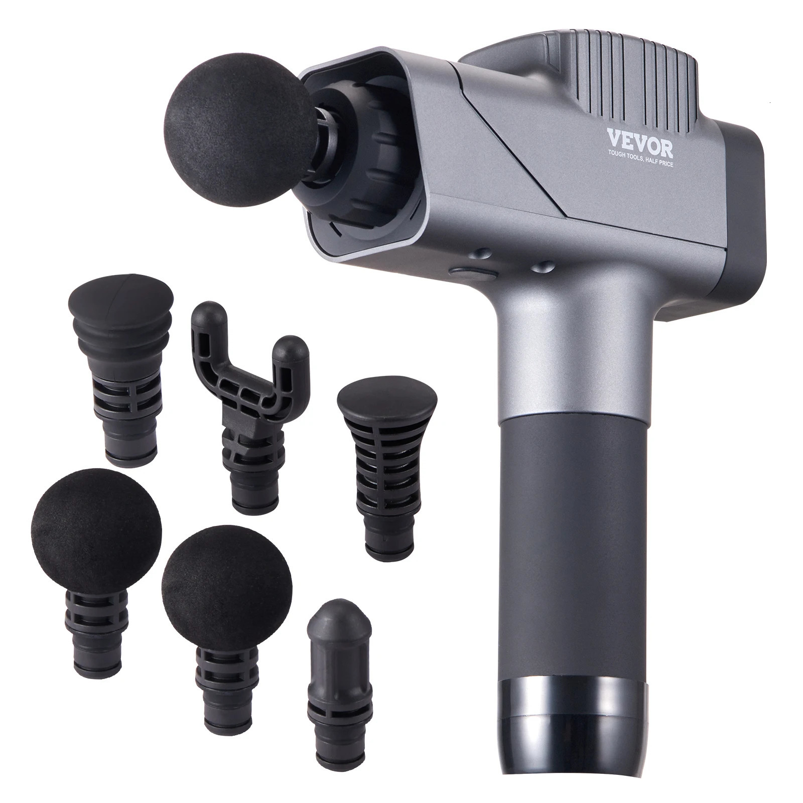 SucceBuy Massage Gun Deep Tissue Percussion Muscle Massager for Athletes w/ 8 Speed Levels 6 Massage Heads 16V 2500mAh Batteries 260129