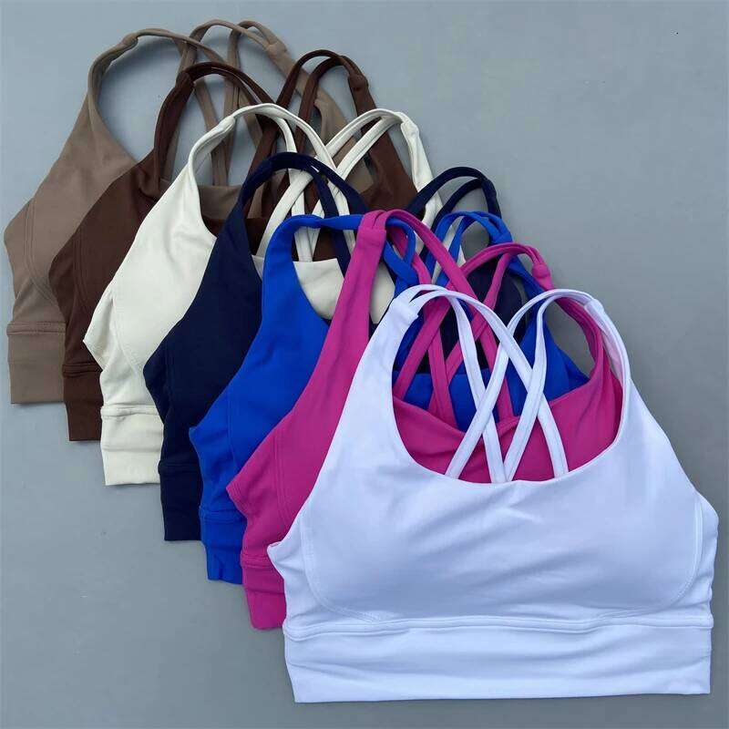 Cross Straps Bra Women Gym Sports Top High Support Fitness Bralette Yoga Vest Push Up Running Underwear With Chest Pad 26Y0209