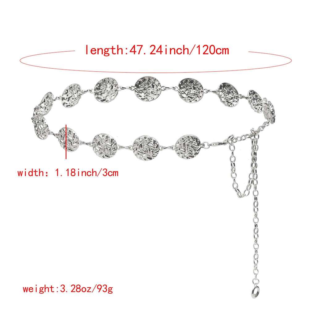 New geometric retro embossed Bohemian chain, paired with skirt and pants, stylish waist chain X260209