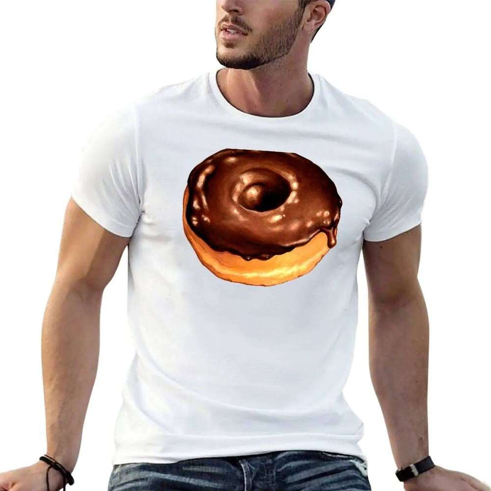 T-Shirt anime casual shirt Donut cotton Pink for Pattern t - Chocolate man shirts X260209