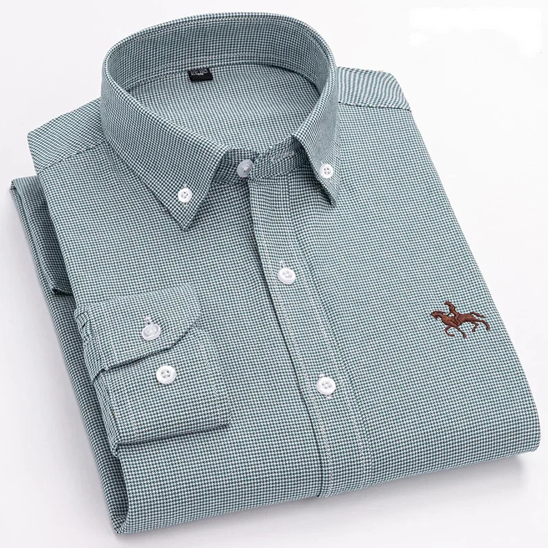 100 Pure Cotton Men Long Sleeve Dress Shirt for Oxford Shirt Men Plaid Striped Work Casual Social Shirts Male Regular-Fit S-6XL 260208