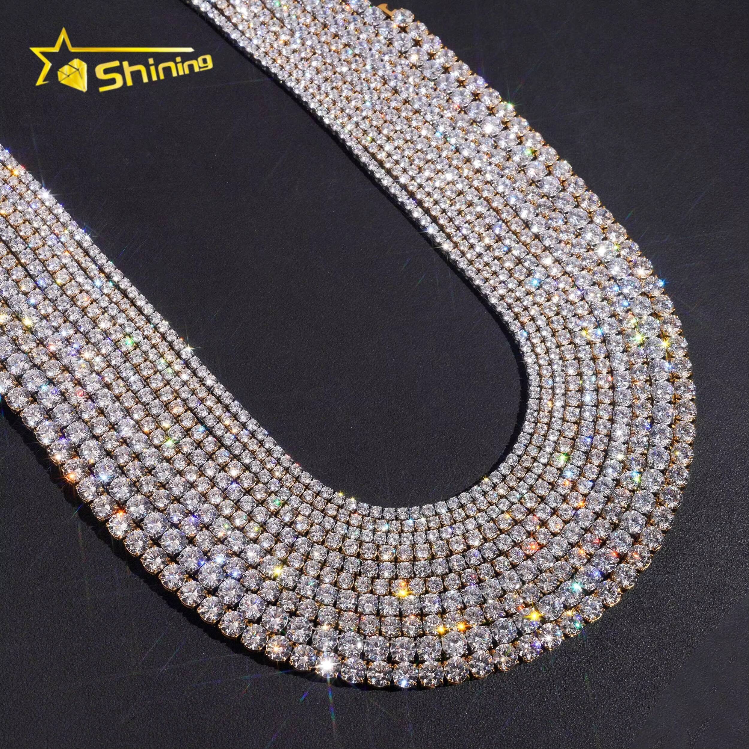 Fashion Jewelry Hip Hop Style 5A Moissanite Cuban Moissanite VVS 3mm 4mm 5mm 6mm Stainless Steel Tennis Chain