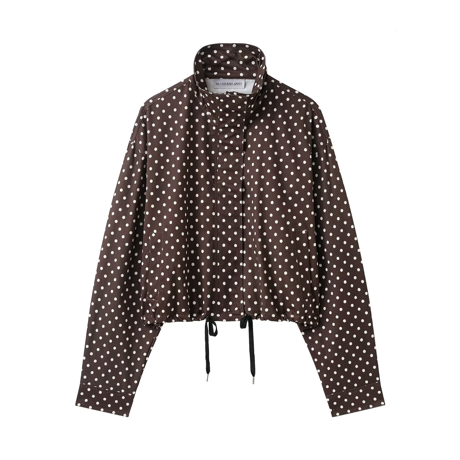 2026 Spring New European and American Style Women's Stand up Collar Polka Dot Bubble Yarn Fashion Trend Jacket Pilot Style Coat Women's Coat