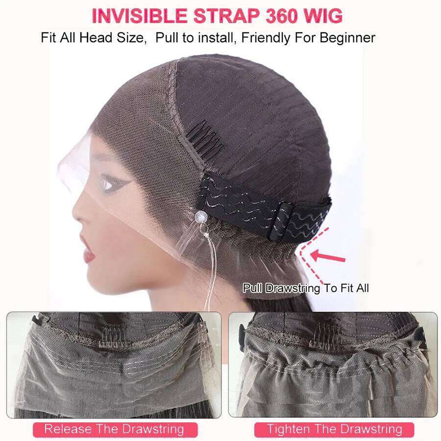 Highlight 360 Full Curly Human Hair Pre Plucked Deep Wave Glueless Invisible Strap Lace Frontal Wig Honey Blonde Color SHXI