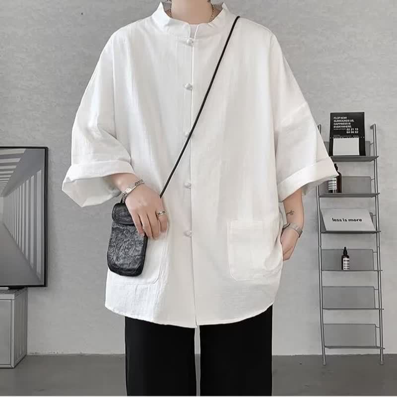 New Chinese Sle Linen ort Men Summer Tang Suit Hanfu Improved Version Top Outerwear