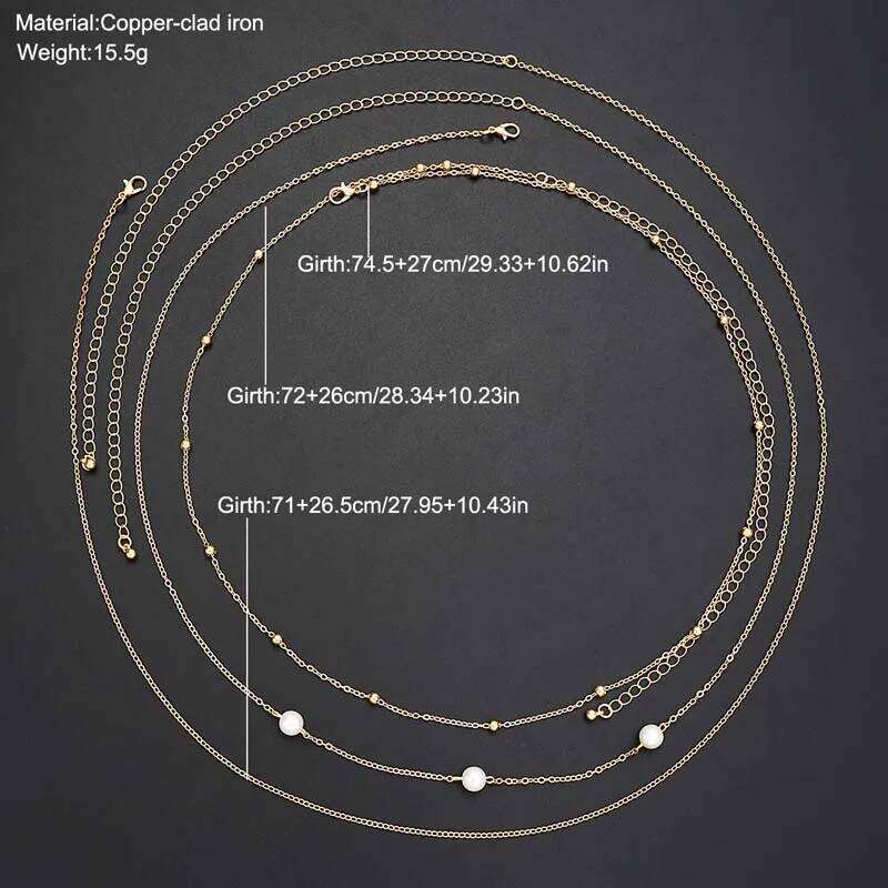 Sexy Metal Multilayer Pearl Beaded Waist for Women Fashion Silver Color Bead Thin Belly Chain Body Jewelry Gifts X260209