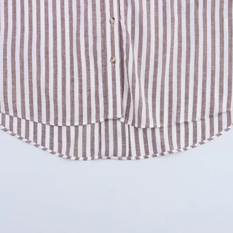 HXAO Womens Shirt Oversized Blouse Summer Shirt Blouse Yellow Pink White Striped Shirt Elegant Large Size Long Sleeve Shirts 260122