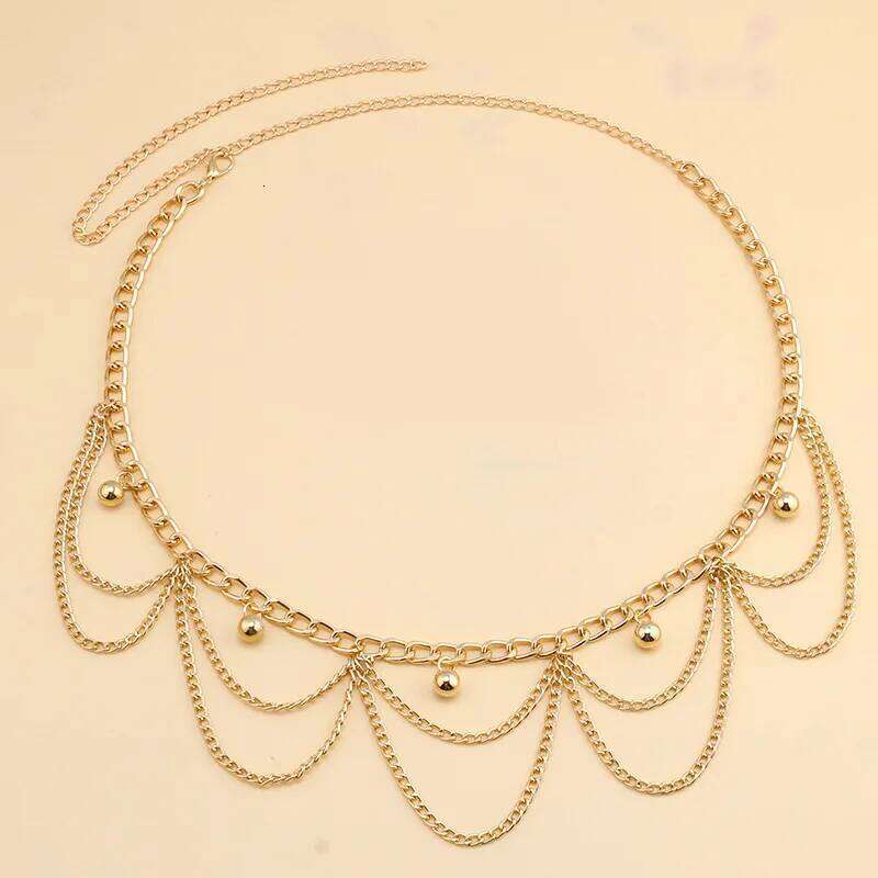 Light Luxury Multi-layer Retro Style Champagne Gemstone Pendant Waist Ladies' Body Chain Jewelry X260209