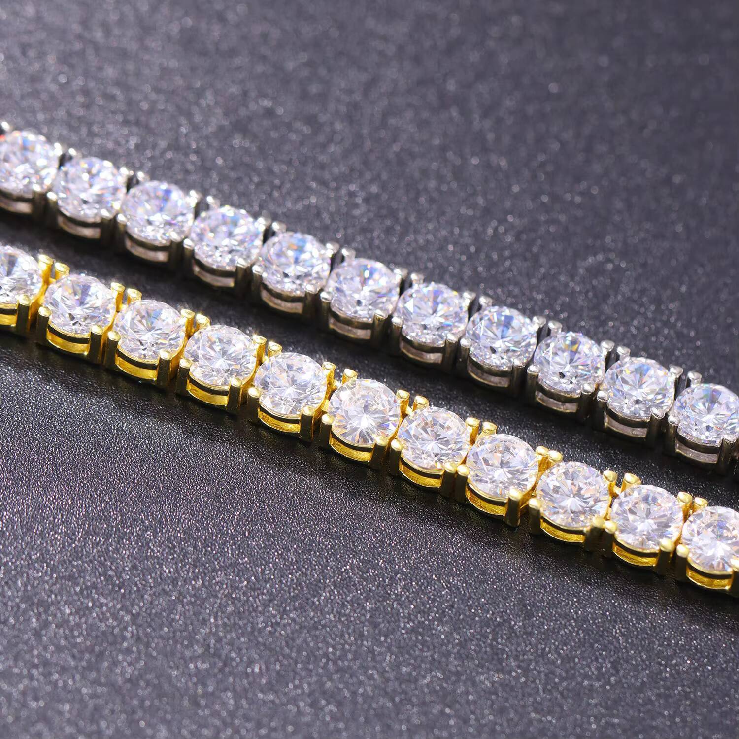 YuyingGems Tennis Chain Necklace Brass Material 3mm Width Moissanite Diamond Cubic Moissanite VVSia Tennis Chains
