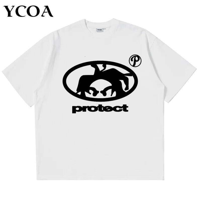 Men T-Shirt Oversized 100% Cotton Tops Graphic Summer Harajuku Short Sleeve Tee Vintage Korean Fashion Y2k Streetwear Clothing X260209