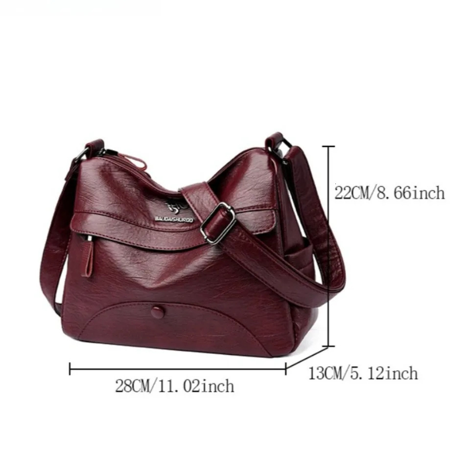 Two Layer Shoulder Bags Solid Color Top Quality Soft PU Leather Crossbody for Women Sac A Main 260208