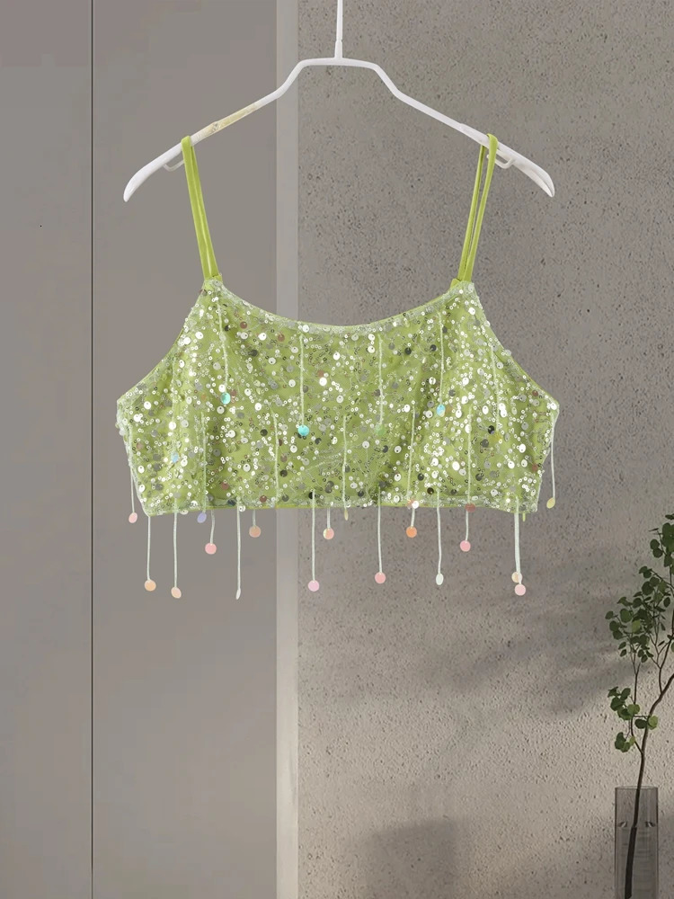 Sexy Beach Tassel Skirts Outfits Women Sequin Backless Sleeveless Shiny Ibiza Sets Female Spring Summer Chic Festival Suit 260208