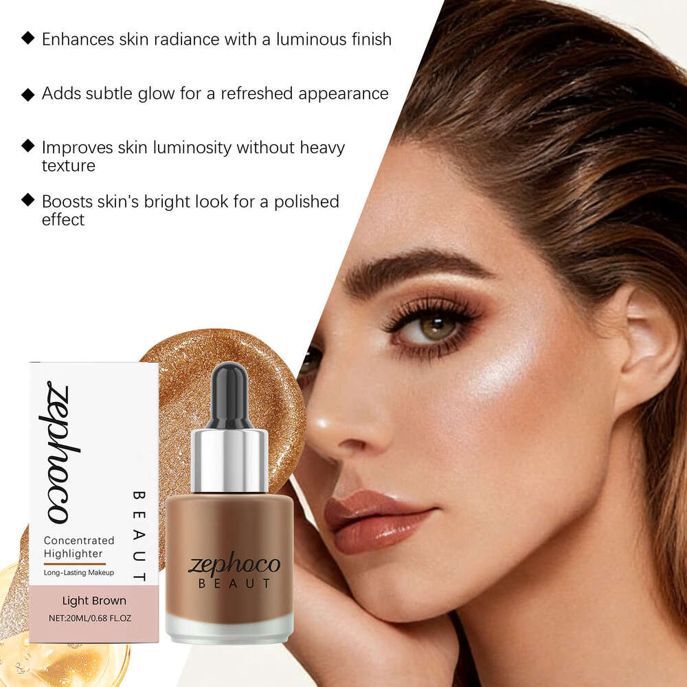 zephoco Light Brown Concentrated Highlighter Liquid Lightweight Texture Delicate Glossy Color Smooth Application