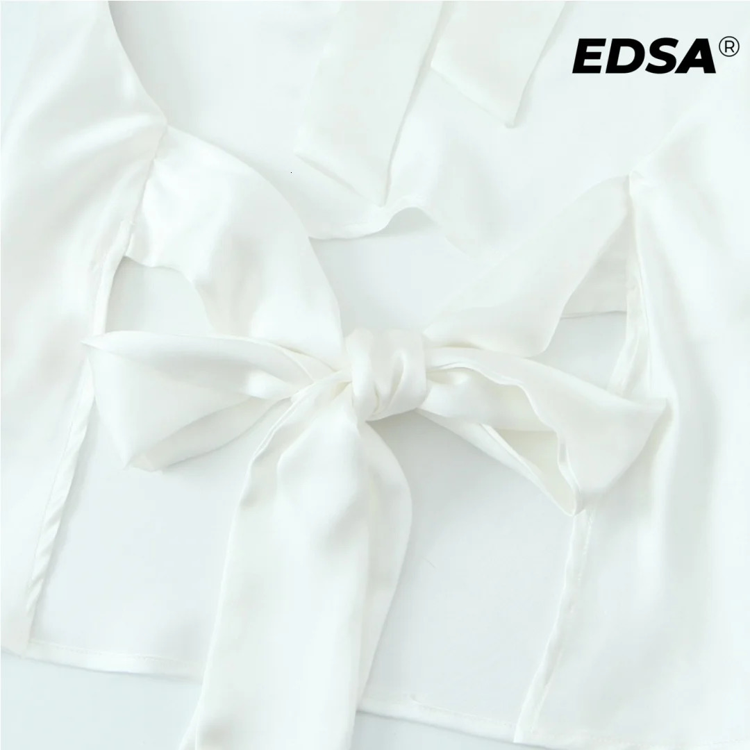 EDSA Women Satin Halter Top with Adjustable Tie Sleeveless Open Back Solid Collar Vest Summer Beach Style Casual Blouse 250203
