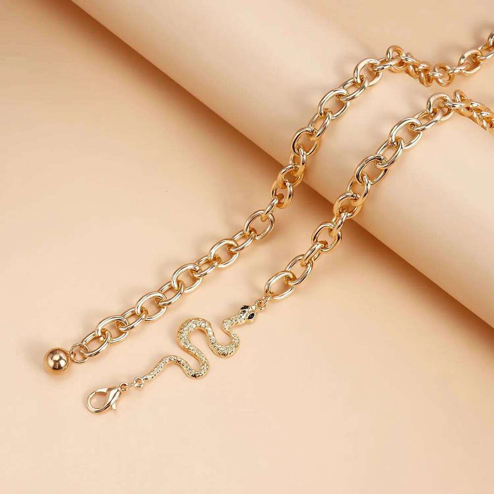European American Personalized Single Layer Metal Snake Pendant Waist For Women Fashion Trendy Versatile Body Chain X260209