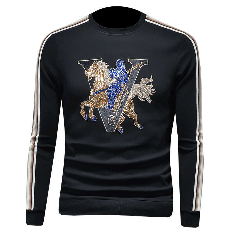 European Brand Sweatshirt Crew Neck Base Shirt New Autumn Embroidery Versatile Casual Men's Top