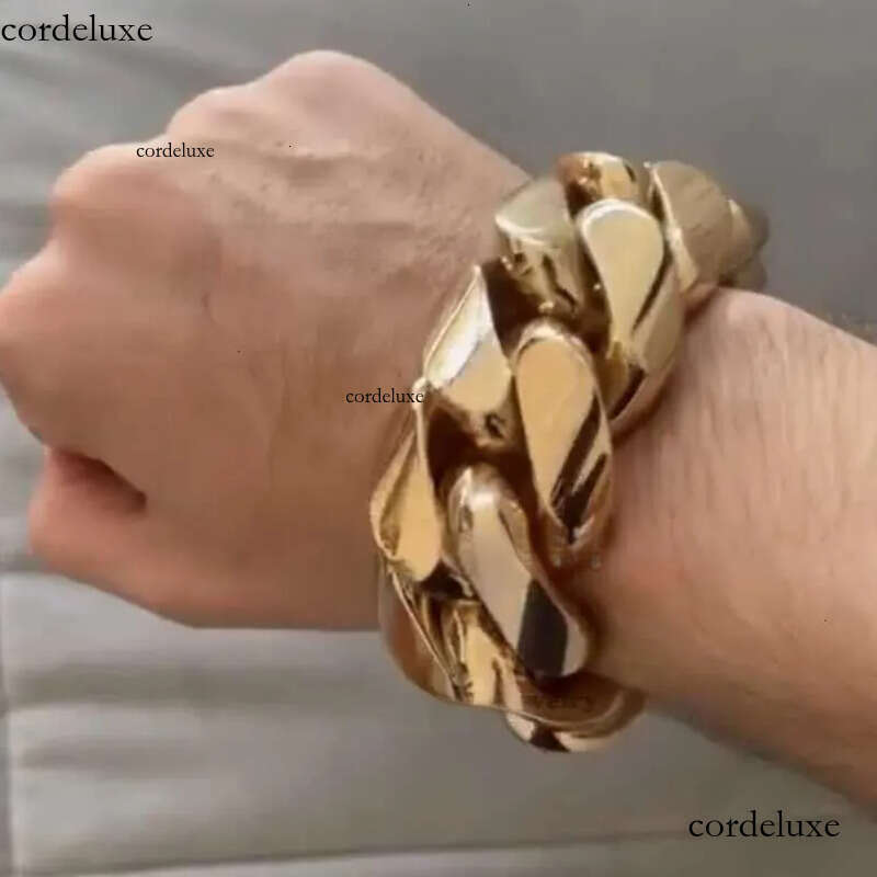 New Arrival 28mm 520g 9.5 Custom Made Hip Hop Jewelry Real 14k Plating 999 Solid Sier Gold Cuban Bracelet bf