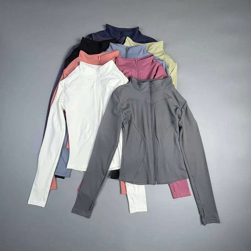 2025 New Coat Short Sports WOMEN'S Fitness Clothes Slimming Body Sculpting Zipper Yoga 26Y0209