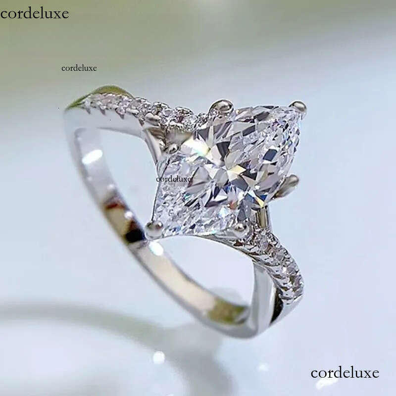 PANSYSEN 100% Sterling Sier Marquise Cut Simulated Moissanite Dia Wedding Engagement Ring Women Fine Jewelry Wholesale 04