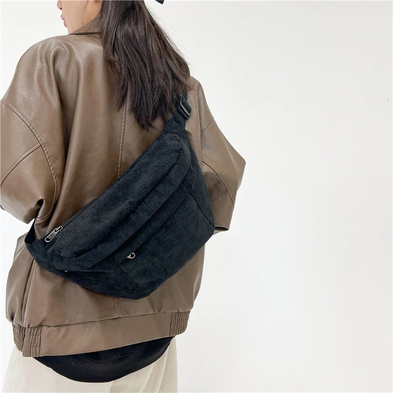 Fashion Corduroy Waist Bag Casual Lady Waist packs Phone Pack Large capacity Unisex Crossbody Chest Bags Street Hip hop Belt Bag 260130