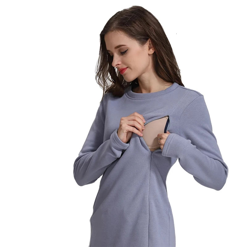 Maternity Clothes Winter Fleece Breastfeeding Hoodie Casual Pregnant Women Sweatshirt Postpartum Lactation T Shirts Nursing Tops 260124