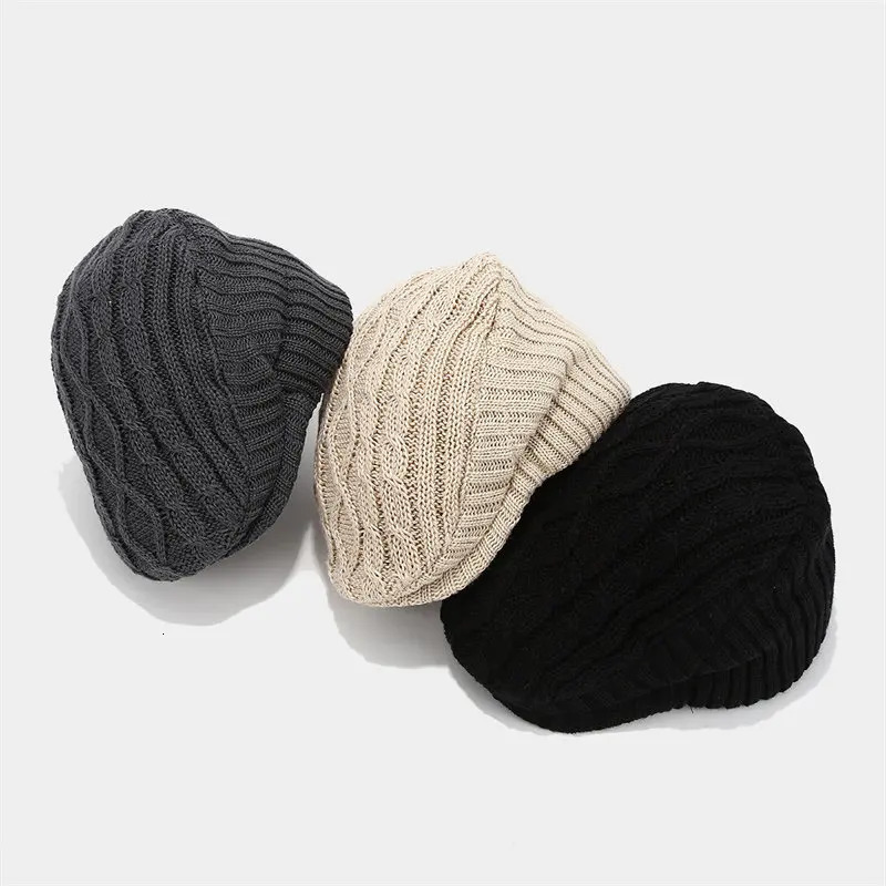 2024 Autumn and Winter Cotton Solid Warm sboy Caps Flat ed Cap Men and Women Painter Beret Hats 134 260205