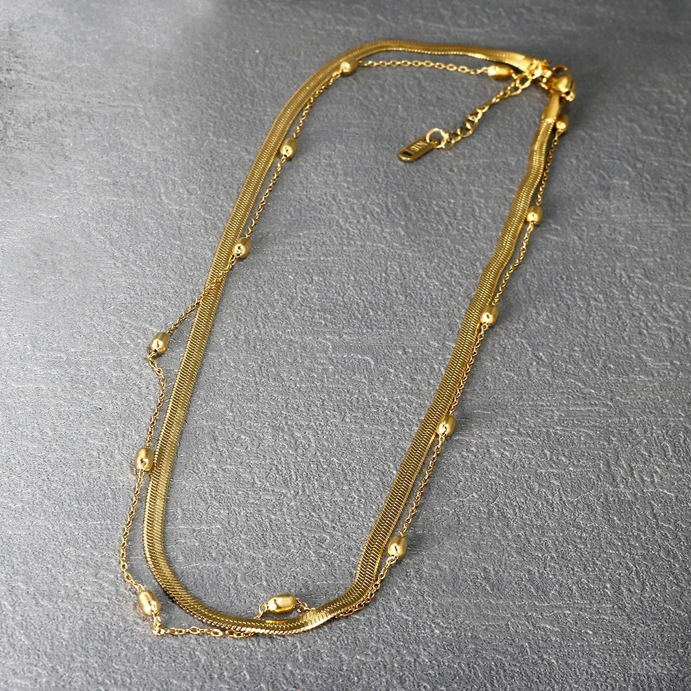 Stainless Steel Vintage Textured Delicate Necklace 260124