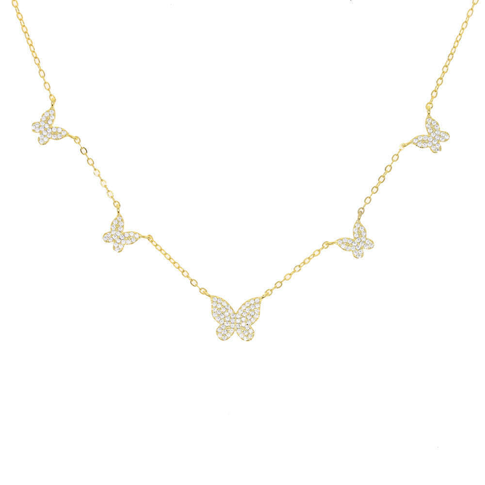 New Simple Versatile Butterfly Zircon Pendant Necklace with Diamond Heart Clavicle Chain for Daily Fashion Accessories