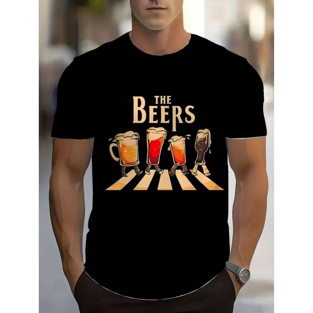 Male Fun Beer Pattern 3D Printed T-Shirt Summer Casual Fashion Round Neck Tops Breathable Short Sleeve Street Menswear Clothing X260209