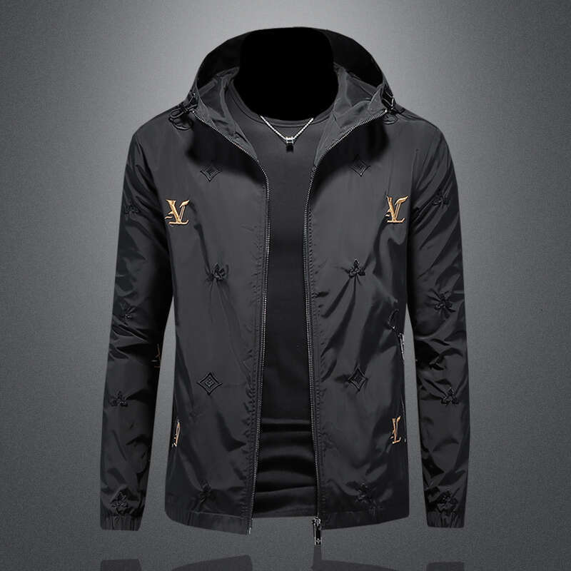 European Men's Fashion Hooded Embroidery 2025 Spring New Jacket