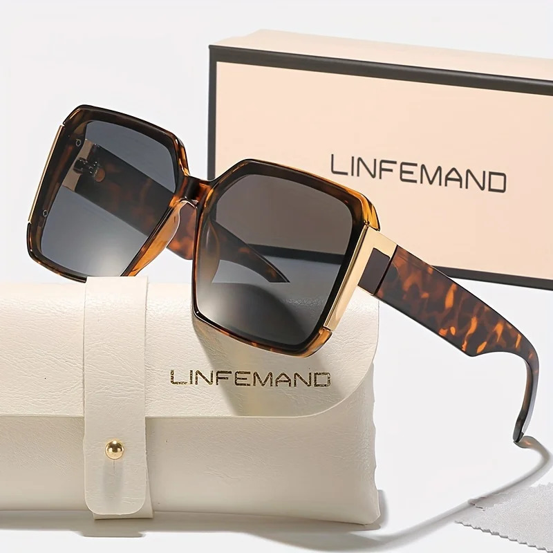 LINFEMAND Fashion Large Frame Decoration Glasses for Women UV400 Sunglasses Set Summer Dance Party Holiday Gift 260206